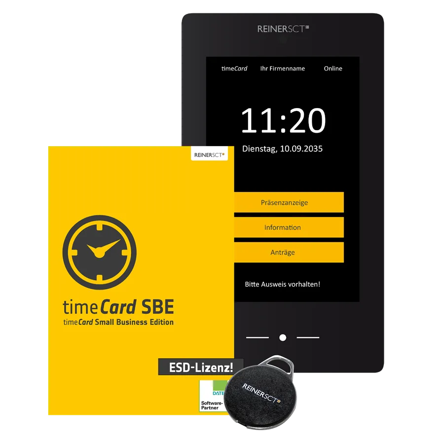 timeCard SBE Small Business Edition mit Terminal 3 mini und Transponder
